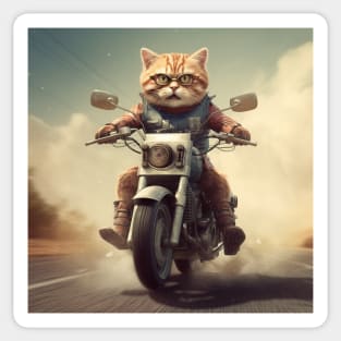 The Cat and Moto Race Sticker